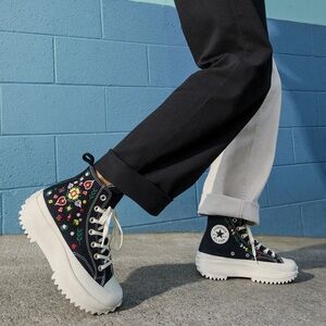 Converse Women's Black Floral Platform Sneakers